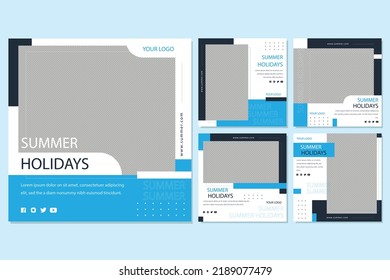 Set of Editable minimal square banner template. Black and yellow background color with stripe line shape. Suitable for social media post and web internet ads. Vector illustration with photo college
