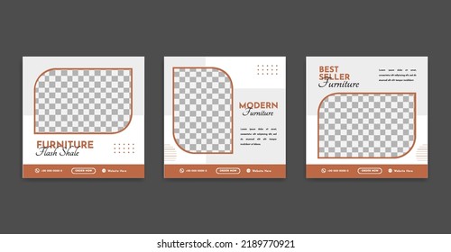 Set of Editable minimal square banner template. Strip line shape frame with place for the photo. Suitable for social media post and web ads. Modern promotion square banner.