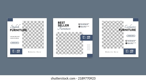 Set of Editable minimal square banner template. Strip line shape frame with place for the photo. Suitable for social media post and web ads. Modern promotion square banner.