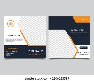 Set of Editable minimal square banner template. social media post sale template
