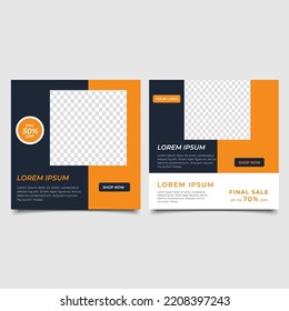 Set of Editable minimal square banner template. social media post sale template