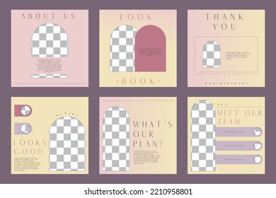 Set of Editable minimal square banner template. Suitable for social media post and web ads.