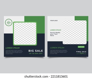 Conjunto de plantilla de banner cuadrado mínimo editable. plantilla de post venta en medios sociales. Ilustración del vector