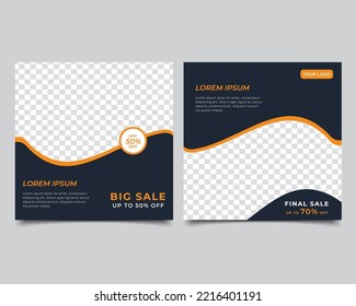 Set of Editable minimal square banner template. social media post sale template design