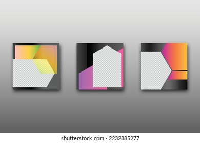 Set of Editable minimal square banner template. Vibrant gradient color background with geometric shapes for social media posts and web internet ads. Vector illustration