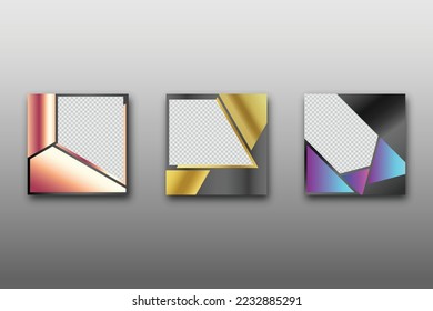 Set of Editable minimal square banner template. Vibrant gradient color background with geometric shapes for social media posts and web internet ads. Vector illustration