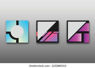 Set of Editable minimal square banner template. Vibrant gradient color background with geometric shapes for social media posts and web internet ads. Vector illustration