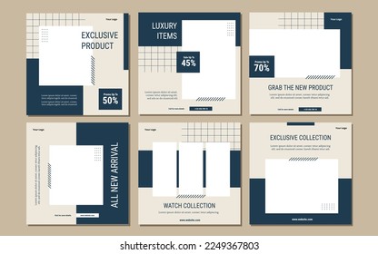 Set of Editable minimal square banner template. Suitable for social media post and web internet ads. Vector illustration with photo college