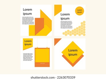 Set of Editable minimal square banner templates. Black and yellow yellow background with stripe line shape. Suitable for social media posts and web internet ads. Vector illustration with photo college