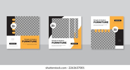 Set of Editable minimal square banner template design. Suitable for social media post and web internet ads