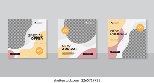 Set of Editable minimal square banner template design. Suitable for social media post and web internet ads. Vector illustration