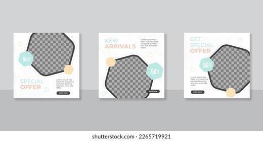 Set of Editable minimal square banner template design. Suitable for social media post and web internet ads. Vector illustration
