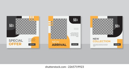 Set of Editable minimal square banner template design. Suitable for social media post and web internet ads. Vector illustration