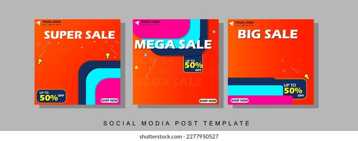 Set of Editable minimal square banner template. Social media template for ads.