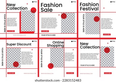 Set of Editable minimal square banner templateSuitable for social media post and web internet ads