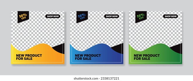 Set of Editable minimal square banner template. Suitable for social media post and web internet ads. Vector illustration with photo college