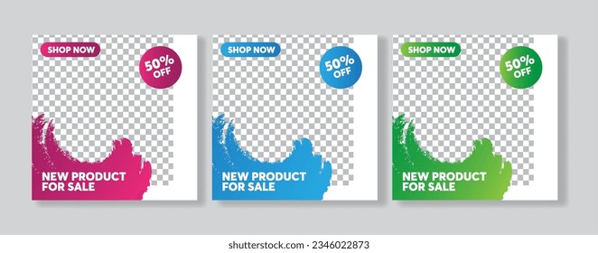 Conjunto de plantilla de banner cuadrado mínimo editable. Adecuado para publicaciones en medios sociales y anuncios en internet. Ilustración vectorial con colegio fotográfico