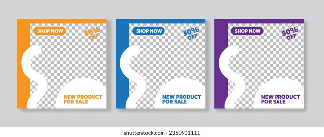 Conjunto de plantilla de banner cuadrado mínimo editable. Adecuado para publicaciones en medios sociales y anuncios en internet. Ilustración vectorial con colegio fotográfico