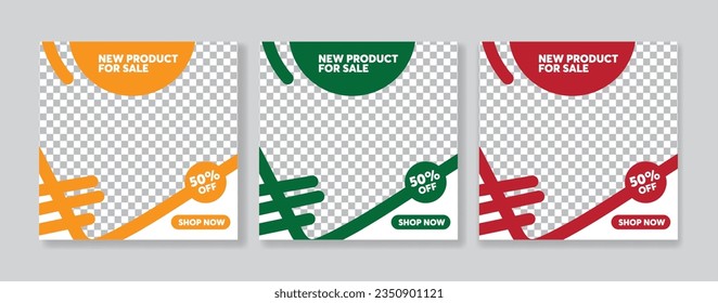 Set of Editable minimal square banner template. Suitable for social media post and web internet ads. Vector illustration with photo college