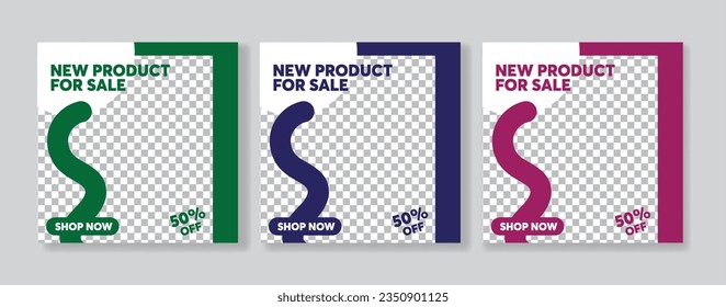 Set of Editable minimal square banner template. Suitable for social media post and web internet ads. Vector illustration with photo college