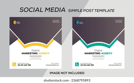 Set of Editable minimal square banner template. Black and yellow background color with stripe line shape. Suitable for social media post and web internet ads. Vector illustration with photo college
