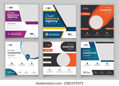 Set of Editable minimal square banner template. Black and yellow background color with stripe line shape. Free Marketing Agency Social Media Post Or Social Media Template  Vector Design