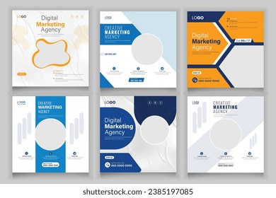 Set von Editierbarer minimaler quadratischer Bannervorlage. Schwarz-Gelb-Hintergrundfarbe mit Streifenform. Kostenlose Marketingagentur Social Media Post oder Vorlage für Social Media Vektordesign