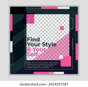 Conjunto de plantilla de banner cuadrado mínimo editable. Adecuado para publicaciones en medios sociales y banner Ilustración vectorial.