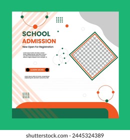 Set of Editable minimal square banner template. Black and yellow background color with stripe line shape. Suitable for social media post and web internet ads. Vector illustration with photo college