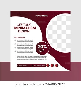 Set of Editable minimal square banner template. White and Red background color with stripe  shape. Suitable for social media post and web internet ads. Vector illustration with photo college
