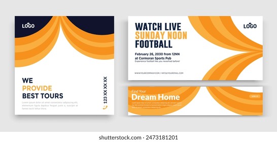 Set of Editable minimal square banner template. Multiple background color with stripe line shape. Suitable for social media post and web internet ads. Vector illustration with photo college