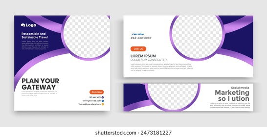 Set of Editable minimal square banner template. Multiple background color with stripe line shape. Suitable for social media post and web internet ads. Vector illustration with photo college