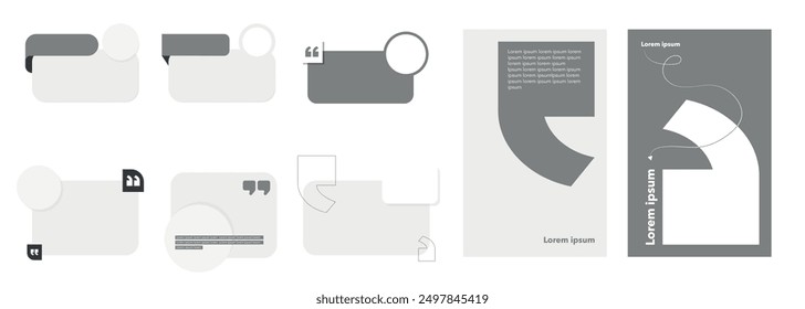 Set of Editable minimal square banner template. Grey background color. Suitable for social media post and web internet ads. Quote frame