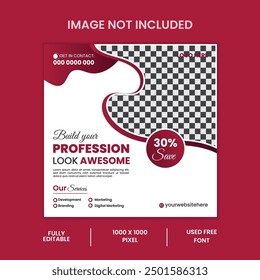 Set of Editable minimal square banner template. Usable for social media post, and web.Vector illustration social media post and web internet ads.
