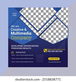 Conjunto de modelo de banner quadrado mínimo editável. Adequado para postagens em mídias sociais e anúncios na Internet. Ilustração vetorial com colagem de fotos, Digital business marketing social media post template