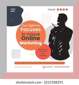 Set of Editable minimal square banner template. Suitable for social media post and web internet ads, Digital business social media post template, Traine social media design template Premium Vector