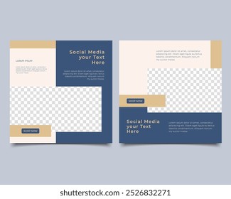 Conjunto de Plantilla de Anuncio cuadrado mínimo editable. Plantilla de post venta de redes sociales. Ilustración vectorial con diseño fotográfico