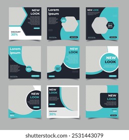 Conjunto de banner quadrado mínimo editável, e modelo de design Instagram