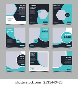Set of Editable minimal square banner template