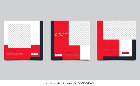 Set of Editable minimal square banner template. suitable for social media post and web internet ads. Vector illustration with photo design
