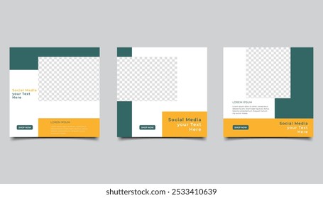 Conjunto de Plantilla de Anuncio cuadrado mínimo editable. adecuado para publicaciones en redes sociales y anuncios de Internet de Web. Ilustración vectorial con diseño fotográfico