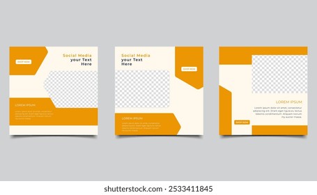 Set of Editable minimal square banner template. suitable for social media post and web internet ads. Vector illustration with photo design