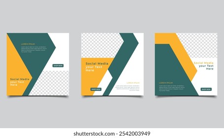 Set of Editable minimal square banner template. suitable for social media post and web internet ads. Vector illustration with photo design