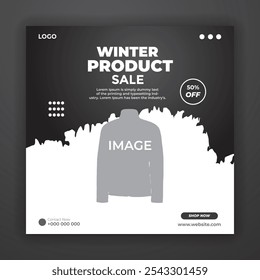 Conjunto de Plantilla de Anuncio cuadrado mínimo editable. Plantilla de marketing de redes sociales para chaqueta de promoción
