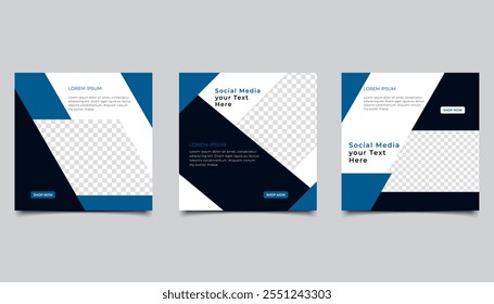 Set of Editable minimal square banner template. suitable for social media post and web internet ads. Vector illustration with photo design