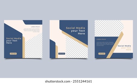 Set of Editable minimal square banner template. suitable for social media post and web internet ads. Vector illustration with photo design