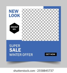 Set of Editable minimal square banner template. Black and Red background color