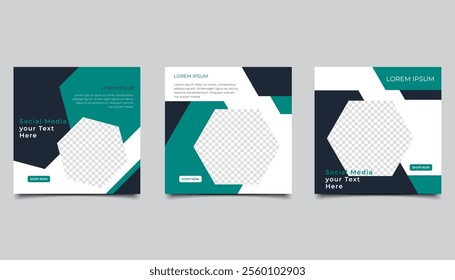 Set of Editable minimal square banner template. suitable for social media post and web internet ads. Vector illustration with photo design