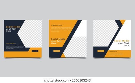 Set of Editable minimal square banner template. suitable for social media post and web internet ads. Vector illustration with photo design
