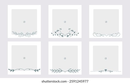  Set of editable minimal square banner templates with colorful backgrounds and element shapes. Suitable for social media posts and photo events. Wedding theme